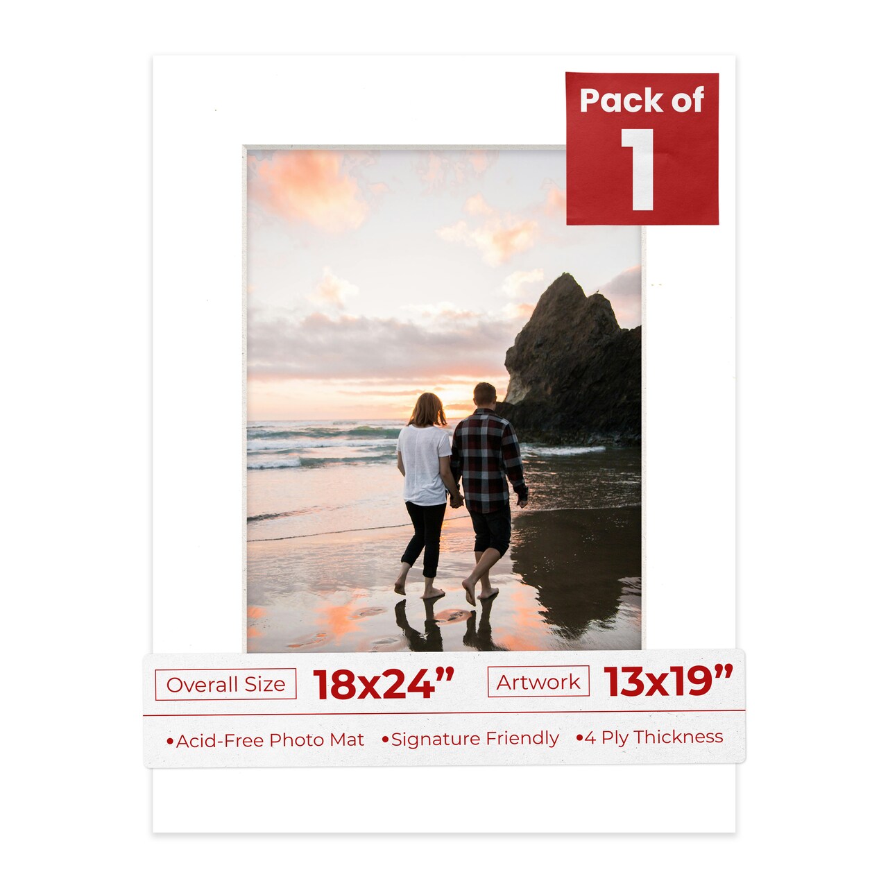 Textured White Mat Board for 18x24 Frames - Fits 13x19 Photos